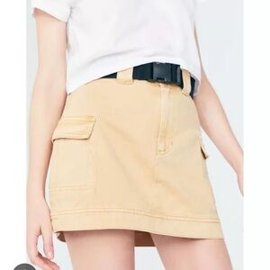 Pacsun belted tan cream cargo mini skirt